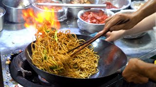 Chinese Street Food Fried noodles with egg fried rice fried broiler egg and vegetable pie [upl. by Nnyliak]