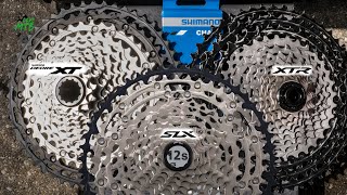 Shimano 12 speed Cassette SLX XT XTR Compared Installation Micro Spline Hyperglide [upl. by Yodlem]