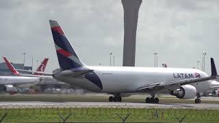 LATAM 767 Freighter Powerfull Take off from Miami [upl. by Eelibuj]