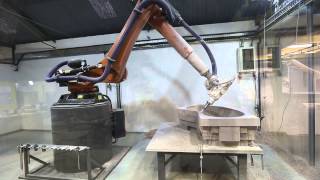 Kuka KR120 6 axis CNC robot in action [upl. by Enitsirhk]