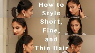 6 Heatless Hairstyles for Fine Thin and Short hair  How to style 3rd day Short Fine and Thin hair [upl. by Teews]