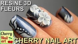 Nail art fleur resine 3D [upl. by Llewej415]