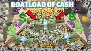 HUGE BOATLOAD OF CASH IN TODAYS HIGH RISK COIN PUSHER 800 Buy In JACKPOT [upl. by Annaes962]