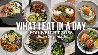 WHAT I EAT IN A DAY TO LOSE WEIGHT  healthy amp easy meal ideas that helped me lose 20 pounds [upl. by Nodababus]