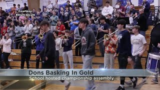 Columbus Catholic holds championship assembly for Dons boys basketball team [upl. by Thomasin]