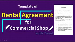 Tenancy Agreement format for commercial shop  Rental agreement for business property in ms word [upl. by Thurmann]