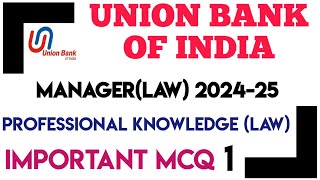 Union Bank Of India ManagerLaw 202425  Important Quiz  Professional Knowledge Law Paid PDF [upl. by Nylevol]