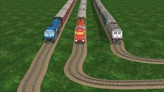 3 TRAINS VS TRIPLE ATTACK OF UNBELIEVABLE 90° DEGREE TURNS RAILROAD ▶️ Train Simulator [upl. by Atok]