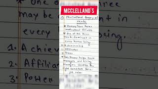 McClellands Theory of needs  theory of motivation  bcom  mcom  shorts  punchnotes 11 [upl. by Codd]