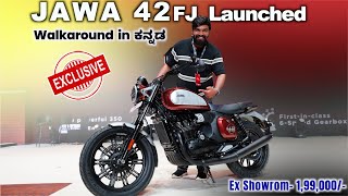 Jawa 42FJ 350  Price Engine and Features Walkaround in ಕನ್ನಡ  PradeeponWheels ಕನ್ನಡ [upl. by Diskin]