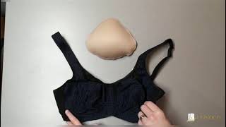 How to Put a Breast Prosthesis into a Pocketed or Mastectomy Bra  Linnoco [upl. by Emirac]