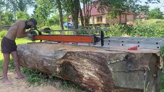 Sawing a big Oak log [upl. by Nivra135]