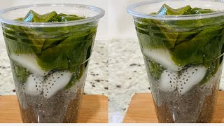 How to make Cool beverage for summer with Tiliacora triandra  Cách làm sương sâm hạt chia shorts [upl. by Caryn254]