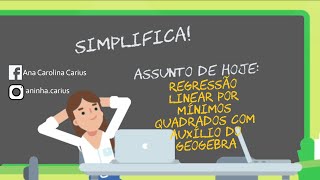 Regressão Linear por mínimos quadrados com auxílio do Geogebra [upl. by Ariayek843]