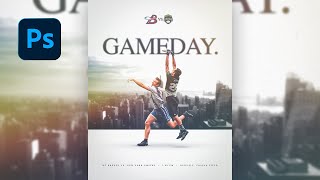 Simple Gameday Sports Graphic Design  StepbyStep Photoshop Tutorial [upl. by Etak]