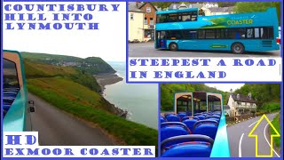 Exmoor Coaster  Bus Route Porlock to Lynmouth Steepest A road in England [upl. by Stevena]