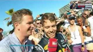 Sebastian Vettel  Poolparty nach MonacoSieg 2011 [upl. by Adiarf]