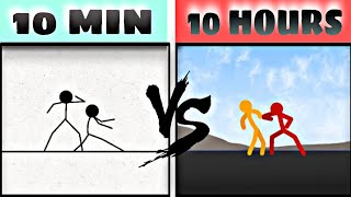 Animation A STICKMAN FIGHT In 10 Minute Vs 1 Hour Vs 10 Hours [upl. by Templas980]