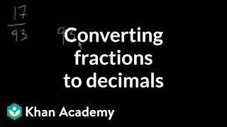 Converting fractions to decimals  Decimals  PreAlgebra  Khan Academy [upl. by Sergo450]