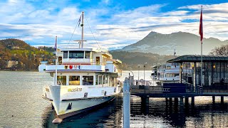 A spectacular winter cruise across Lake Lucerne 🇨🇭 From Lucerne to Weggis Rigi [upl. by Nylave]