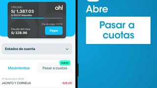 Aprende a pasar a cuotas en el app de Tarjeta oh [upl. by Ijnek63]