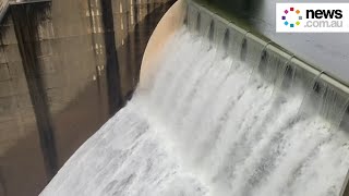 Sydney’s Warragamba Dam has reached capacity and begun spilling after heavy rain [upl. by Eibur441]