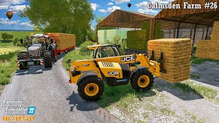 Hauling amp Stacking Straw Bales Rolling amp Liming Grass Fields🔸Calmsden Farm 26🔸Farming Simulator 22 [upl. by Guenevere]