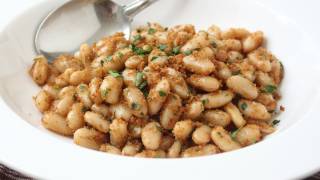 Sandy Beans Recipe  White Beans with Crispy Parmesan Breadcrumbs [upl. by Eecyaj]