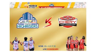 GALLERIES TOWER HIGHRISERS VS CHERY TIGGO CROSSOVERS  PVL ALLFILIPINO CONFERENCE  LIVE SCOREBOARD [upl. by Huei798]