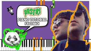 GAZZELLE  DESTRI  Piano Tutorial FREE MIDI [upl. by Girard]