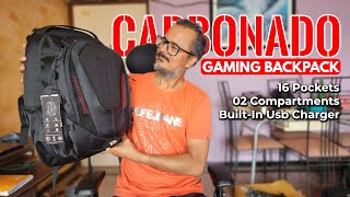 Carbonado Gaming Backpack  16 Pockets 2 Compartments 17 Inch Laptop Space with Gilly Airflow [upl. by Naitsirk]