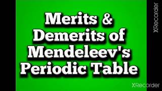 Merits amp Demerits of Mendeleevs Periodic TableLect5Class10MHSB SubjectScience1 Chapter2 [upl. by Tompkins112]