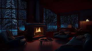 🔴10 hours of atmosphere with crackling fireplace  Cozy winter wonderland  Sound of blizzards [upl. by Kcirrad]