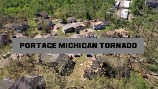 Portage Michigan Tornado Drone Video Shuring Road Neighborhood [upl. by Malamud]