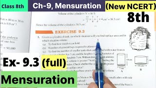 Class 8th Chapter 9 Mensuration exercise 93 fully solved NCERT New Book  Ex 93 class 8 Maths cbse [upl. by Yarw]