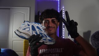 BACK TO SCHOOL SHOE UNBOXING ASMR SHOE REVIEW LATEX GLOVE SOUNDS TAPPING AND WHISPERS [upl. by Nairbal]