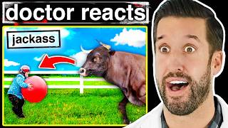 Doctor ER Reacts to Jackass Injuries  Compilation [upl. by Maidie]