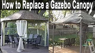 How to replace Canopy on Pyramid Roof gazebo to Roof Shingles Step by step [upl. by Gayelord]