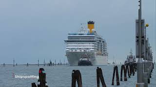 COSTA DELIZIOSA  IMO 9398917 and MSC ARMONIA  IMO 9210141 arriving in Venice Port IT  4K [upl. by Hakim]