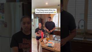 Hilarious flinching prank on boyfriend shorts [upl. by Ycat]