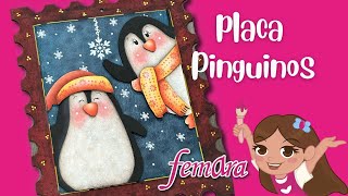 Placa Pinguinos PARTE 2 pinturadecorativa manualidades pinturaacrilica navidad [upl. by Larrie]