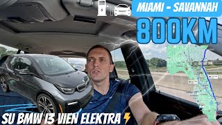 800KM su BMW i3 varomu tik ELEKTRA MiamiSavannah  Pirmas mano challange filmas Amerikoje [upl. by Ahsiekim]