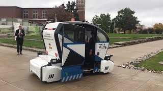 Lt Gov Gilchrist tries out WMU autonomous shuttle [upl. by Annotahs334]