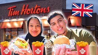 Trying TIM HORTONS For The FIRST Time [upl. by Atteinotna]