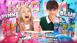 ENG SUB PINK FOOD VS BLUE FOOD ASMR MUKBANG  DESSERTS JELLY CANDY  feat DANILIS BOOM [upl. by Roderigo944]