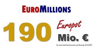 Euromillions  Euromillionen 03102017 Heute 190 Mio € im Topf [upl. by Gnol]