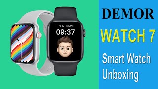 2021 DEMOR Watch 7 Smart Watch Series 7 44mm IWO W37 Smartwatch Unboxing Review Relógio Inteligente [upl. by Aznaed779]