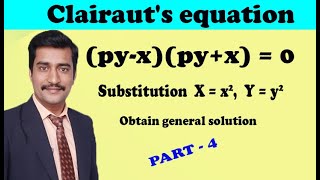 VTU Engineering Maths 2 Clairauts equation substitution examplePART4 [upl. by Hsotnas]