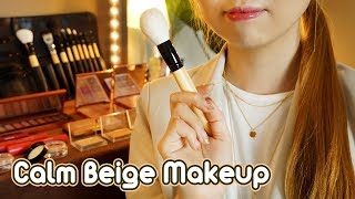 ASMR Calm Beige Makeup🍂 hair brushing hair styling [upl. by Harneen]