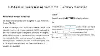 IELTS General Training Reading Practice Test – Summary completion [upl. by Doe]